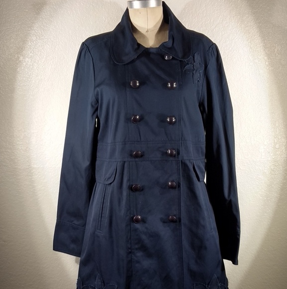 Johnny Was Double Breasted Pilsner Trench Coat in Night (Lined) M NWOT - Picture 1 of 7
